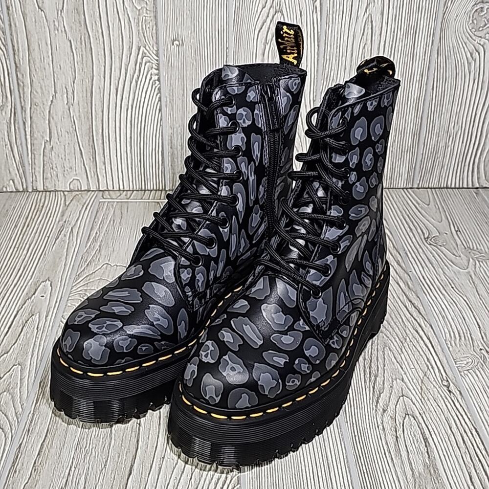 Dr. Martens Jadon Distorted Leopard Print Platform Combat Boots Women Size 7 NEW - Picture 10 of 11